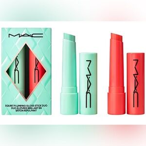 MAC 2-Pc. Squirt Alert Plumping Lip Gloss Stick Set Mint to Be & Heat Sensor NWT